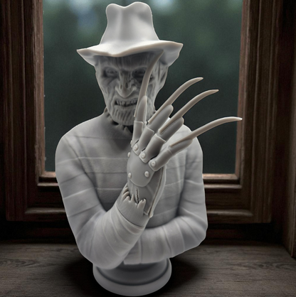 Freddy Kreuger 3D Resin Bust: Unpainted Fan Art (7.25 Inch)
