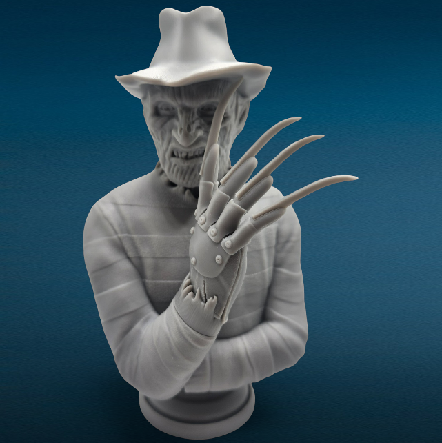 Freddy Kreuger 3D Resin Bust: Unpainted Fan Art (7.25 Inch)