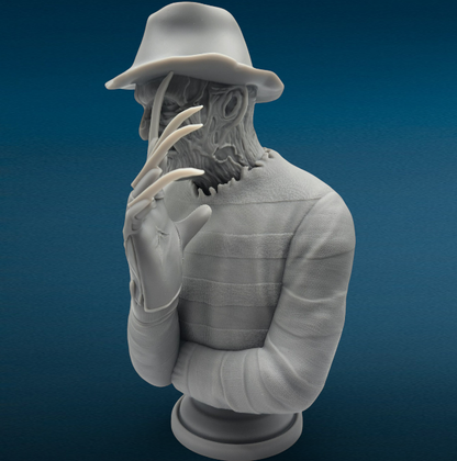 Freddy Kreuger 3D Resin Bust: Unpainted Fan Art (7.25 Inch)