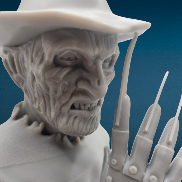 Freddy Kreuger 3D Resin Bust: Unpainted Fan Art (7.25 Inch)