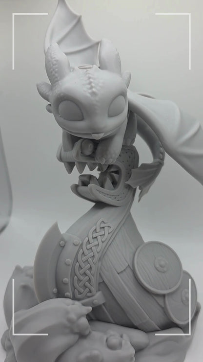 Toothless - Dragon 3D Resin Figurine: Unpainted Fan Art (9.5 Inch)
