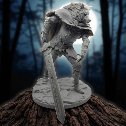 Blaidd the Half-Wolf - Elden Ring 3D Resin Figurine: Unpainted Fan Art (10 Inch)