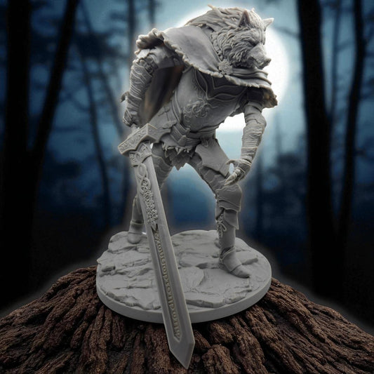 Blaidd the Half-Wolf - Elden Ring 3D Resin Figurine: Unpainted Fan Art (10 Inch)