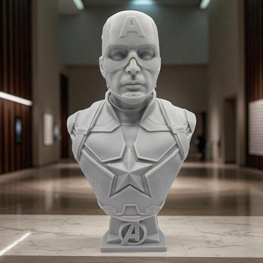 Captain America - Avenger 3D Resin Bust: Unpainted Fan Art (6.5 Inch)