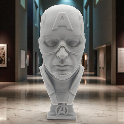 Captain America Head - Avenger 3D Resin Bust: Unpainted Fan Art (6.5 Inch)