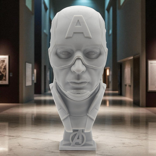 Captain America Head - Avenger 3D Resin Bust: Unpainted Fan Art (6.5 Inch)