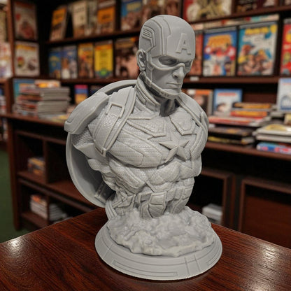 Captain America Shield - Avenger 3D Resin Bust: Unpainted Fan Art (7.5 Inch)