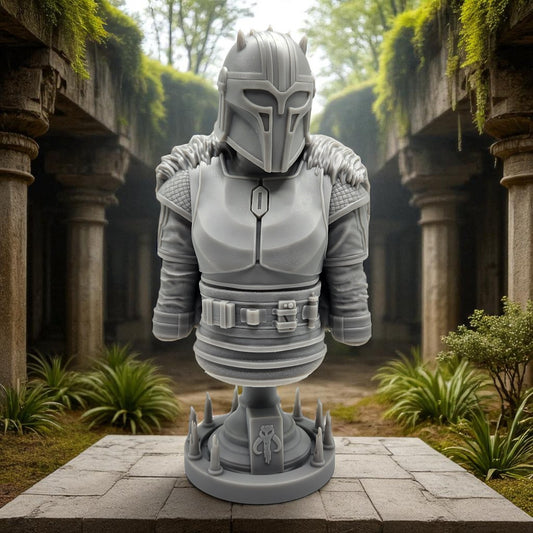 Mandalorian Armorer - Star Wars 3D Resin Bust: Unpainted Fan Art (6.5 Inch)