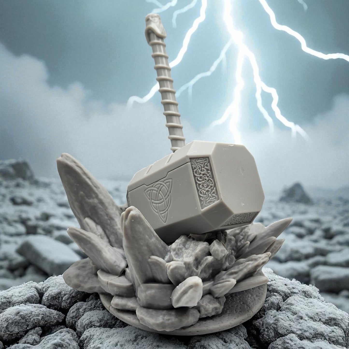 Thor's Hammer - Mjolnir 3D Resin Figurine: Unpainted Fan Art (7 Inch)