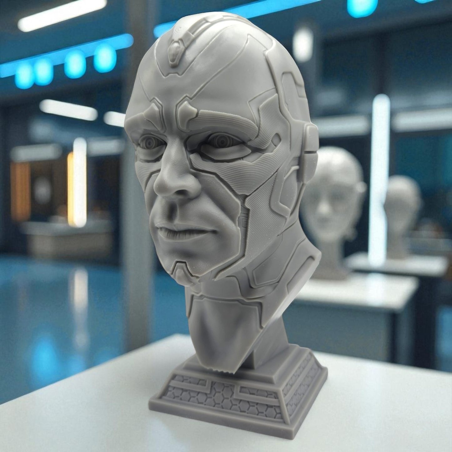 Vision Head - Avengers 3D Resin Bust: Unpainted Fan Art (7 Inch)