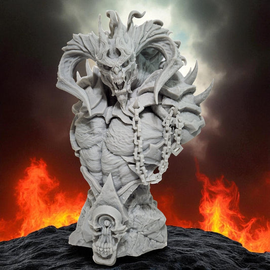 Azrael Demon Bust - Unpainted 3D Resin Figurine for Hobby Painters & Collectors (7 Inch)