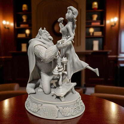 Beauty & The Beast 3D Resin Figurine: Unpainted Fan Art (9 Inch)