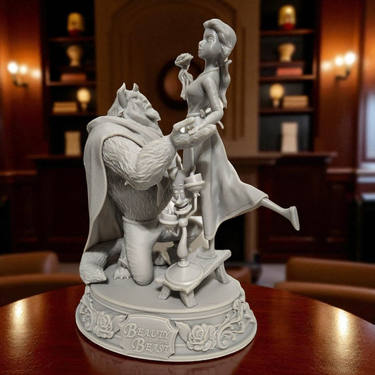 Beauty & The Beast 3D Resin Figurine: Unpainted Fan Art (9 Inch)